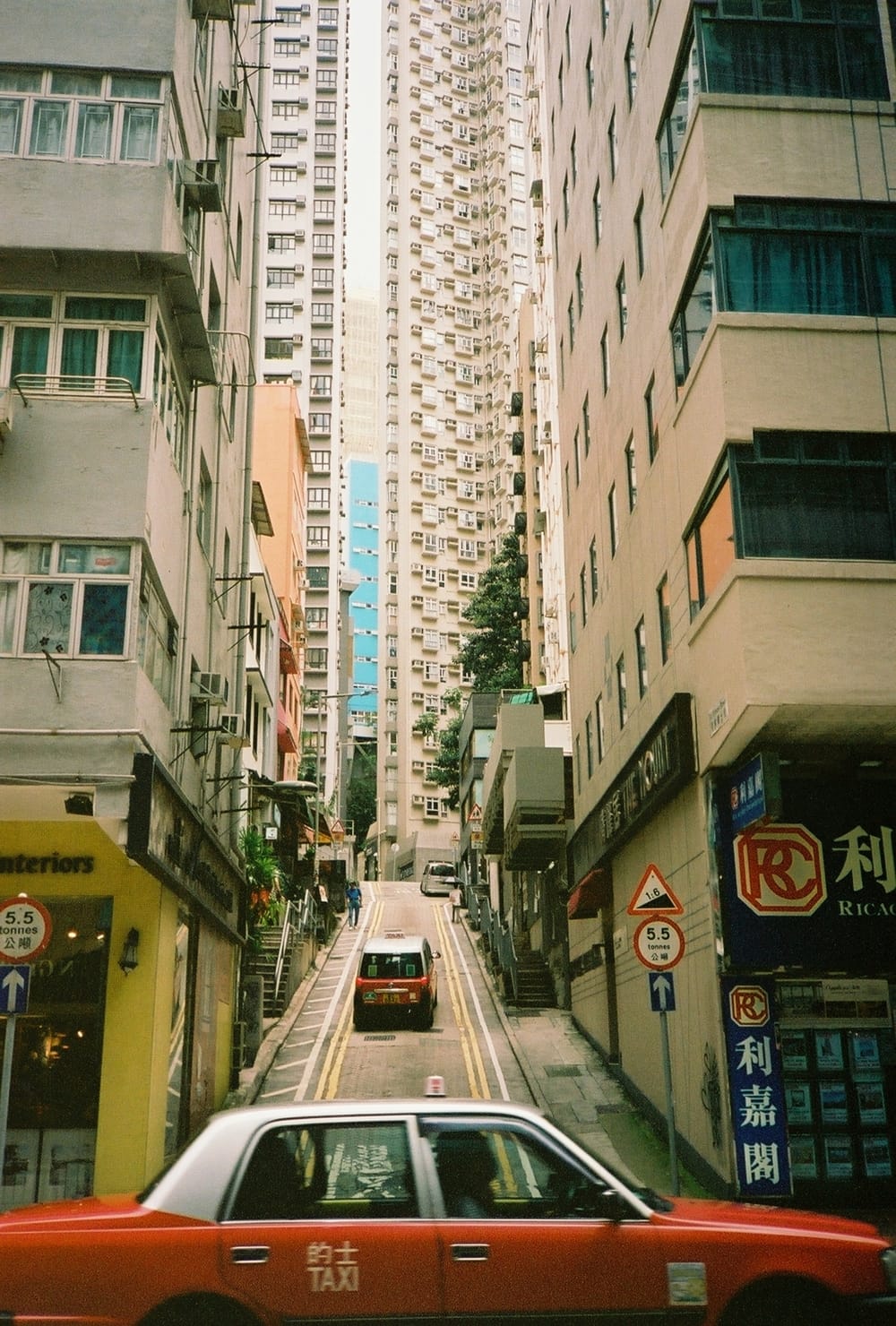 taxi going up on a hill