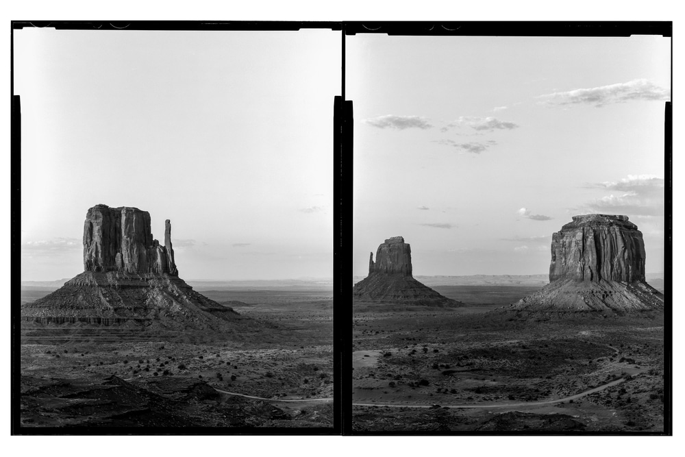 monument valley on black and white film