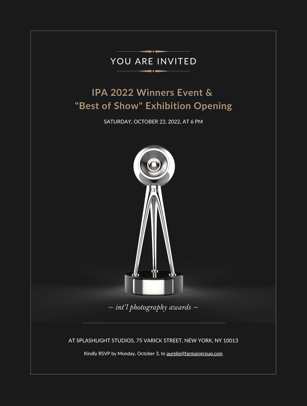 International Photography Awards | Best of Show Exhibition Invitation